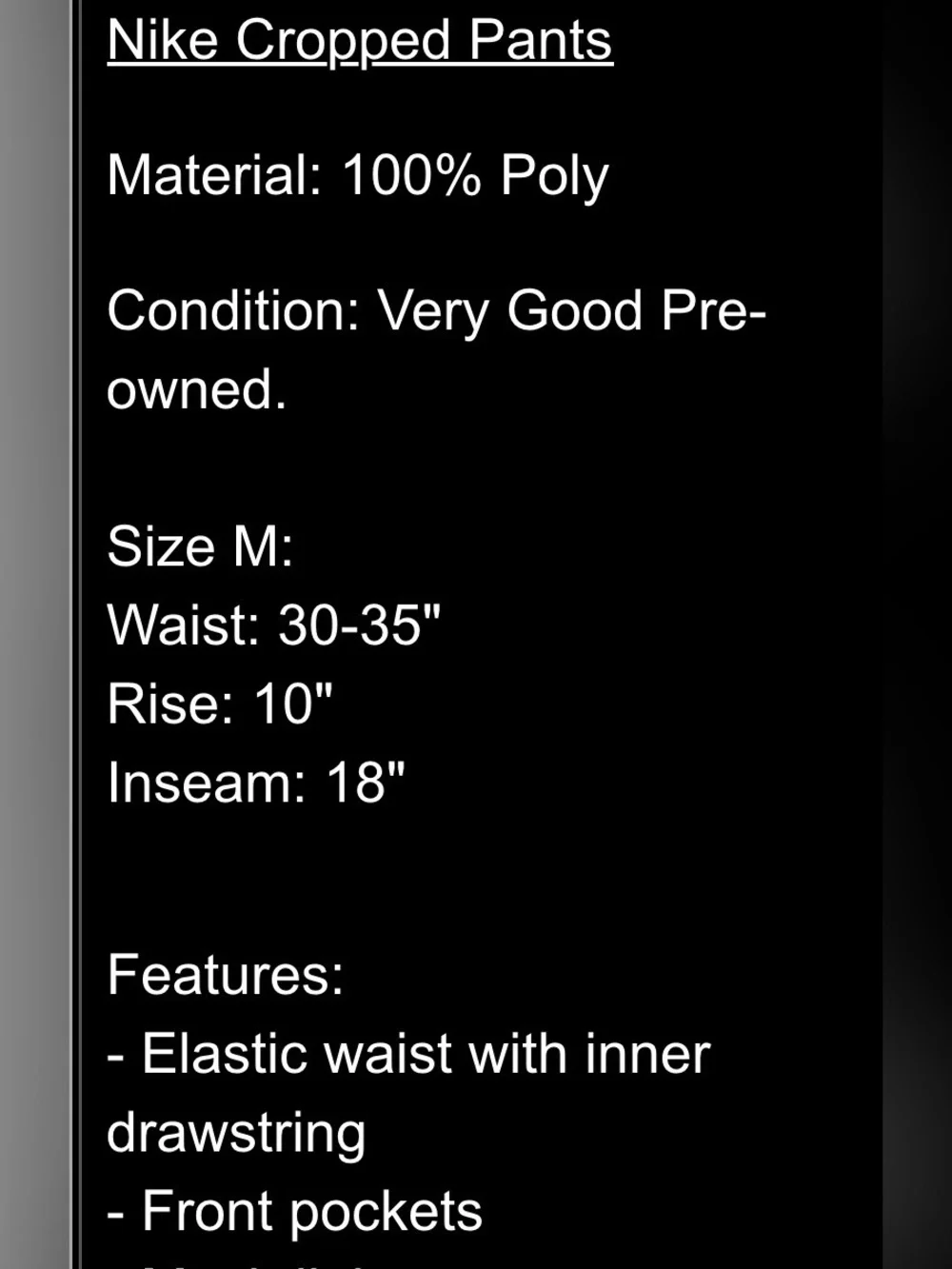 NWT Unisex Nike Dri-Fit Black Swoosh Relaxed  Crop Fitness Short Pants Lining M